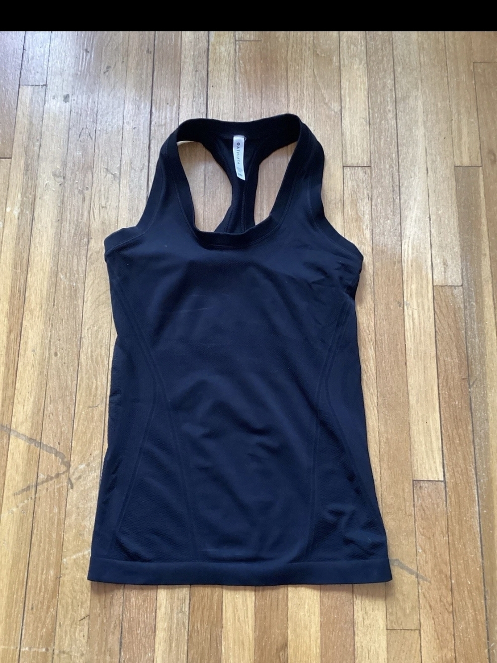 SPORTY Athleta Ladies Size XXS Solid/Textured Black Tank Top,100% Nylon,Flaws